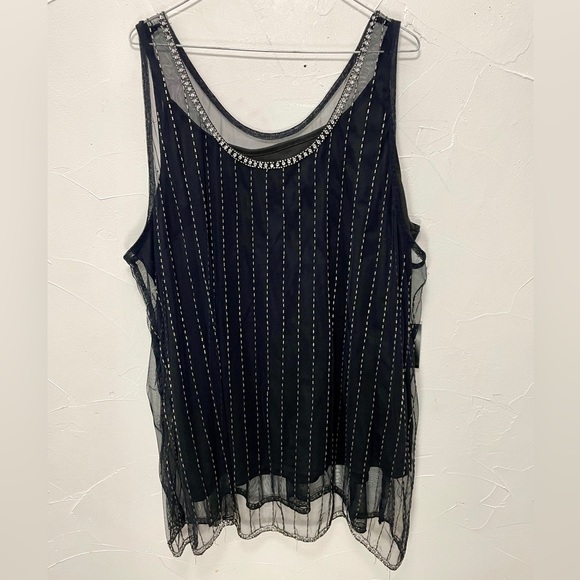 Lane Bryant Women’s Plus Size Beaded Black Tank Top. - Picture 5 of 7